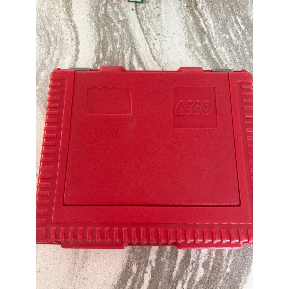 Vintage 1985 LEGO Red Plastic Storage Carrying Case Hard Plastic Bin Flip Top
